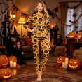 thumbnail image 6 of HTHLVMD Family Matching Sleep Set, Yellow Halloween Pjs, Long Sleeve Loungewear, Seasonal Loungewear, Jack O Lantern Pajamas, Funny Halloween Pajamas Family Button Up 2 Piece Pajama Set Sleepwear, L, 6 of 6
