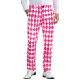 thumbnail image 1 of INSPIRAR CHIC Pantalones de Hombre con Patrón de Cuadros en Diamante, Corte Regular, Pantalones de Traje en Bloque de Color 30 Rosa, 1 of 6