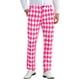thumbnail image 1 of INSPIRAR CHIC Pantalones de Hombre con Patrón de Cuadrícula de Diamante, Corte Regular, Traje de Bloque de Color, Talla 34, Rosa, 1 of 6
