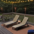 thumbnail image 4 of YUSAZENS 2 Chaises Longues de Patio en Textile avec Table d'Appoint, Chaises Longues à Dossier Réglable avec Roues pour Cour et Piscine - Brun, 4 of 7