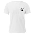thumbnail image 3 of Men's Creepy Smile T-Shirt Spooky Face Printed Crewneck Short Sleeve Scary Tee Tops Novelty Halloween Clothes, 3 of 3