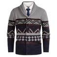 thumbnail image 2 of Yusimy Men's Striped Knit Sweater Relaxed Fit Casual Round Neck Pullover Urban Style, 2 of 3