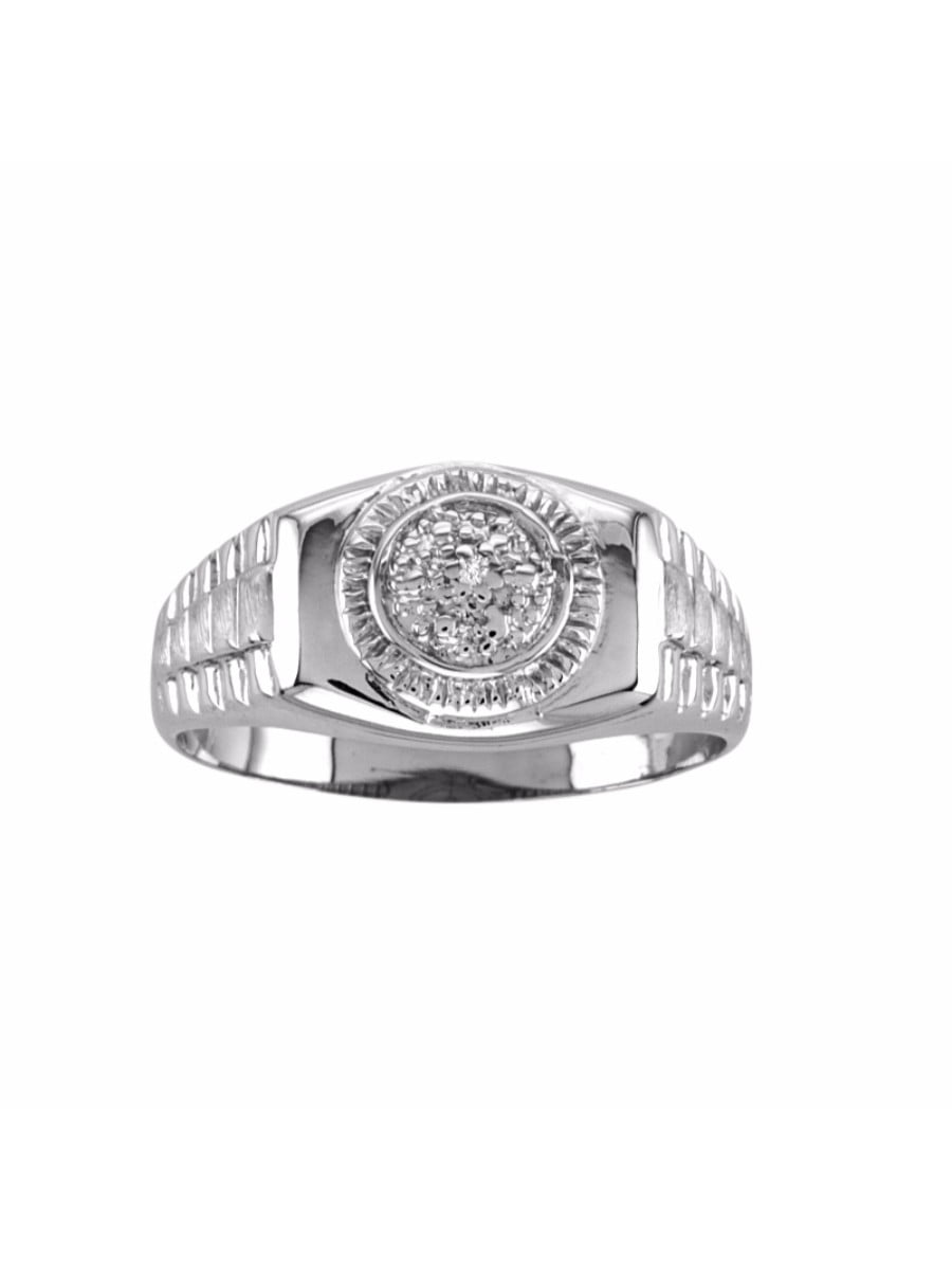 RYLOS Mens Rings 14K White Gold Mens Ring with Genuine Sparkling