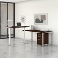 thumbnail image 2 of Bush Business Furniture 400 Series 72W L Shaped Desk, with Standing Desk Return & Storage Brown Cherry Finish, 2 of 7