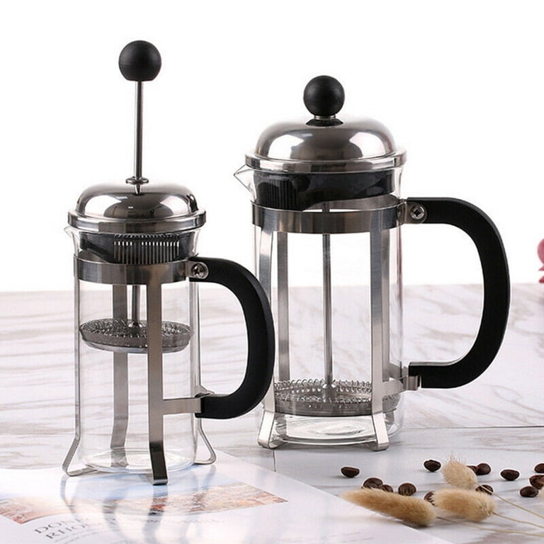Moqin French Press Coffee Maker, Glass Portable Pitcher, Maximum Flavor Coffee Brewer with Superior Filtration, 2 Cup Capacity, Black