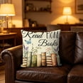 thumbnail image 5 of Book Lover Floral Pillow Cover, 18x18 Inch Letter & Vintage Book Decorative Cushion Case, Soft Breathable Polyester Throw Pillowcase for Reading Nook, Library, Living Room & Bedroom, C, 5 of 5