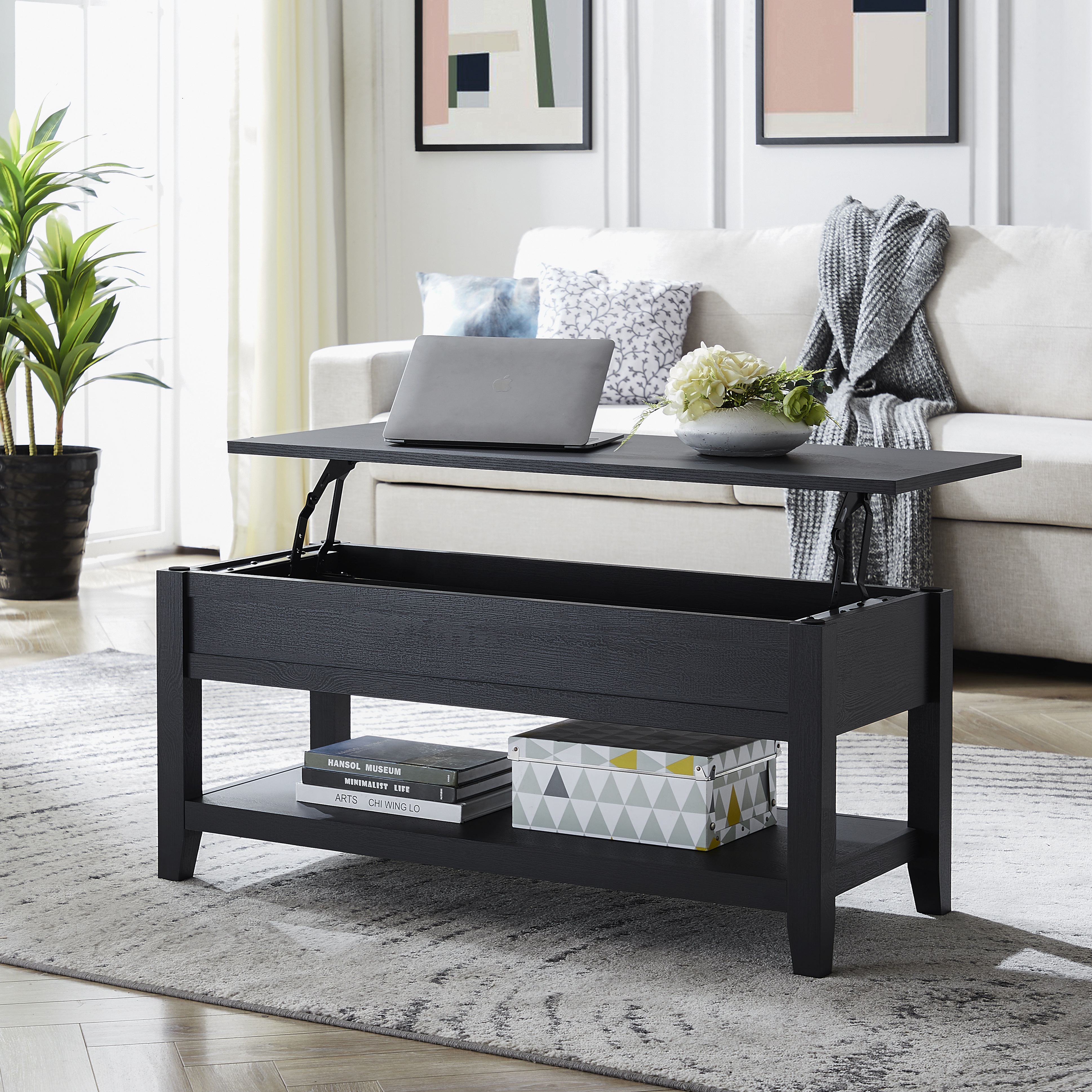 Mainstays Lift-Top Coffee Table with Hidden Storage, Blackwood photo 1