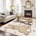 thumbnail image 2 of 6x9 Area Rugs for Living Room, Polka Dot Bunny Non Slip Area Rugs for Kitchen Bedroom Entryway, Love Heart Rabbits Vintage Washable Carpet Runner Rug Floor Mats for Bedroom Home Decor, 2 of 9