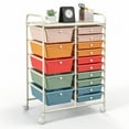 thumbnail image 1 of Costway 15 Drawer Rolling Storage Cart Tools Scrapbook Paper Office School Organizer Multicolored, 1 of 10