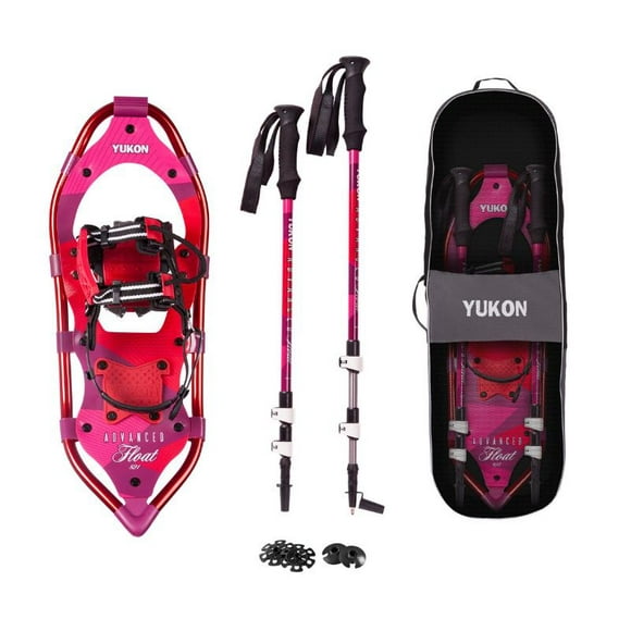 Airhead Snowshoes 80-3014K YUKON WOMEN S ADVANCED FLOAT SERIES; 25 Inch Length x 8 Inch Width; 150 To 200 Pound Weight Capacity; Pink; Aluminum; With Poles/Travel Bag