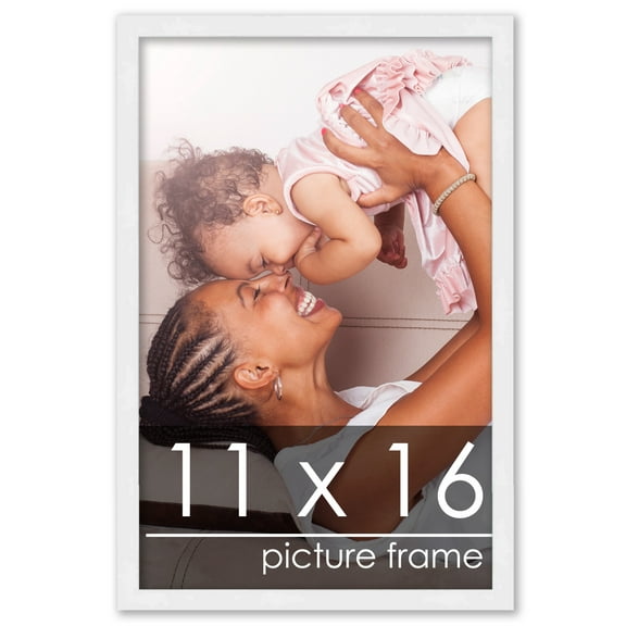 11x16 White Wood Picture Frame - UV Acrylic, Foam Board Backing, Hanging Hardware