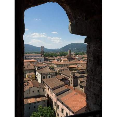 View of Buildings Through Window on Upper Level of Torre Guinigi, Lucca, Tuscany, Italy Print Wall Art By Green Light