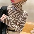 thumbnail image 6 of Yokua Turtleneck Sweater for Women Lightweight Animal Striped Slim Fitted Jumper Top, 6 of 14