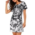 thumbnail image 2 of Zufioo Tiger Butterfly Floral Art Print Women's Nightgown, Round Neck Short-sleeved Pajamas, Home Wear Suitable for Home and Outing, 2 of 6