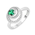 thumbnail image 2 of 10KT. White Gold with Emerald and White Diamond Spiral Ring, 2 of 3