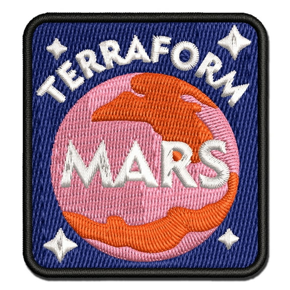 Terraform Mars Planet Space Earth Applique Multi-Color Embroidered Iron-On Patch - 2.5 Inch Small