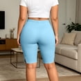 thumbnail image 4 of Capri Leggings for Women Plus Size Elastic Waist Yoga Pants with Split Hem Summer High Waist Workout Pants Light Blue 2XL, 4 of 8