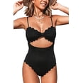 thumbnail image 1 of Traje de baño de una pieza para mujer Traje de baño sexy con recorte festoneado negro M, 1 of 5