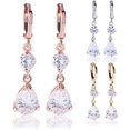 thumbnail image 2 of Grandest Birch Women's Water Drop Shape Cubic Rhinestone Dangling Earrings Eardrops Alloy, Rhinestone Gold, 2 of 7