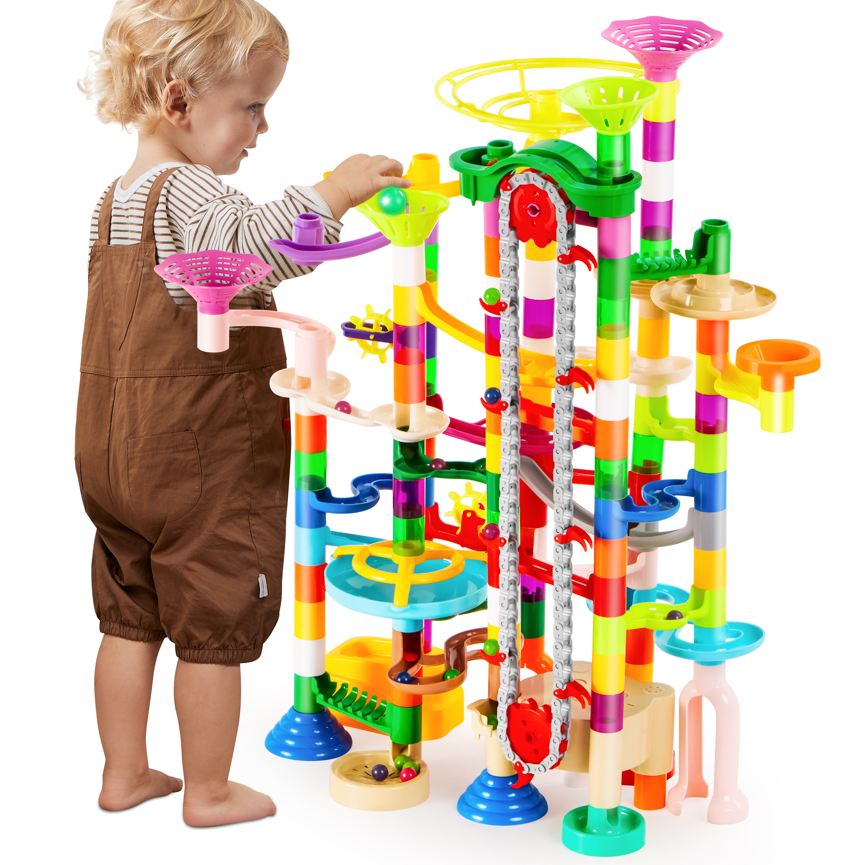 Joyfy 236-Piece Glowing Marble Run with Motorized Elevator photo 7