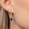 thumbnail image 3 of Gem Stone King 10K Yellow Gold Blue Created Sapphire and Lab Grown Diamond Dangle Earrings for Women | 4.08 Cttw | Gemstone September Birthstone | Pear Shape 8X6MM, 3 of 6