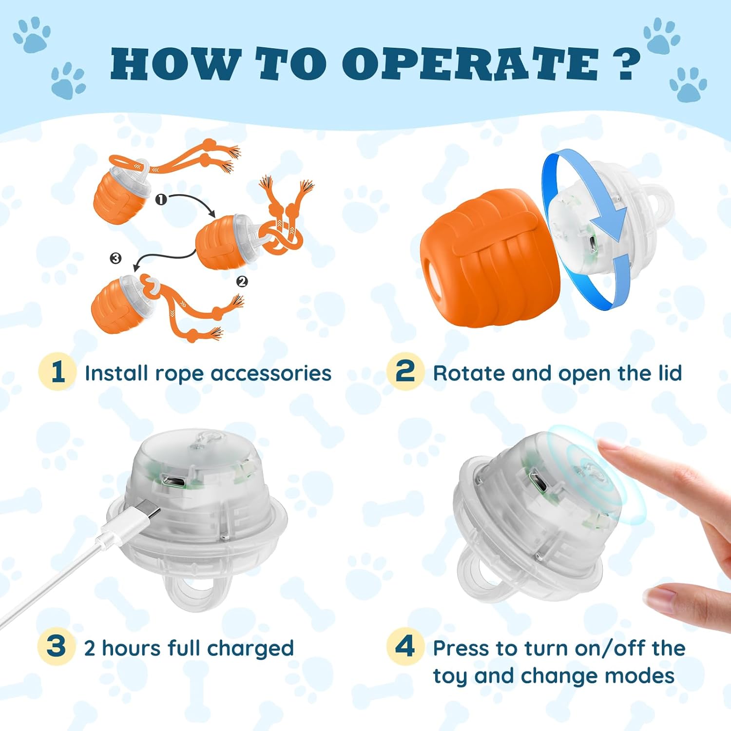 Interactive Dog Toys - 2025 Upgraded Motion Activated Balls for Medium/Large Dogs, Automatic Moving Dogs Toy Wicked Ball for Boredom, Interactive Dog Ball to Keep Them Busy(Orange)