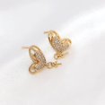 thumbnail image 1 of Aretes chapados en oro de 18 quilates TANGJMXG cuentas geométricas de circonita blanca Corazón de mariposa, 1 of 5