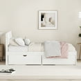thumbnail image 3 of Miniyam Twin Size Bed with High Gloss Headboard ,Drawers for Kids and Teens, White, 3 of 6