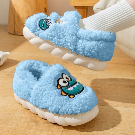 

〖Yilirongyumm〗 Light Blue 39 Slippers For Women Slippers Autumn And Winter Fashion Comfortable And Cute Cartoon Dinosaur Solid Color Thick Bottom Non Slip