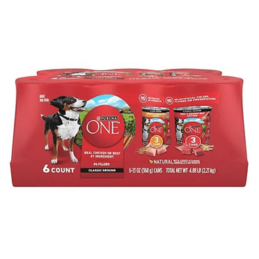 Purina ONE 1780017711 SmartBlend Chicken & Beef Entree Wet Dog Food 13 oz/6 Cans