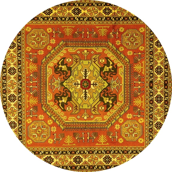 Ahgly Company Indoor Round Persian Yellow Traditional Area Rugs, 6' Round
