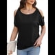thumbnail image 1 of Camisetas Holgadas de Verano con Cuello Redondo, Informales y A , con Hombros Descubiertos, Grandes para Mujer. Negro M, 1 of 8