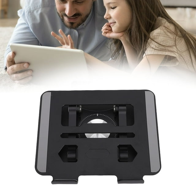 Support de Tablette, Support de Tablette Pliable pour Bureau avec Base Rotative à 360°, Support Réglable à Double Tige pour Tablettes de 5,8 à 12,9 Pouces Lecteurs Électroniques