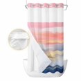 thumbnail image 2 of Pink Blue Ombre No Hook Shower Curtain Waterproof, Bathroom Curtains with Snap in Liners and See Through Top Window, Oil Painting Modern Abstract Hotel Style Bathtub Curtains Shower 36"Wx78"L, 2 of 8