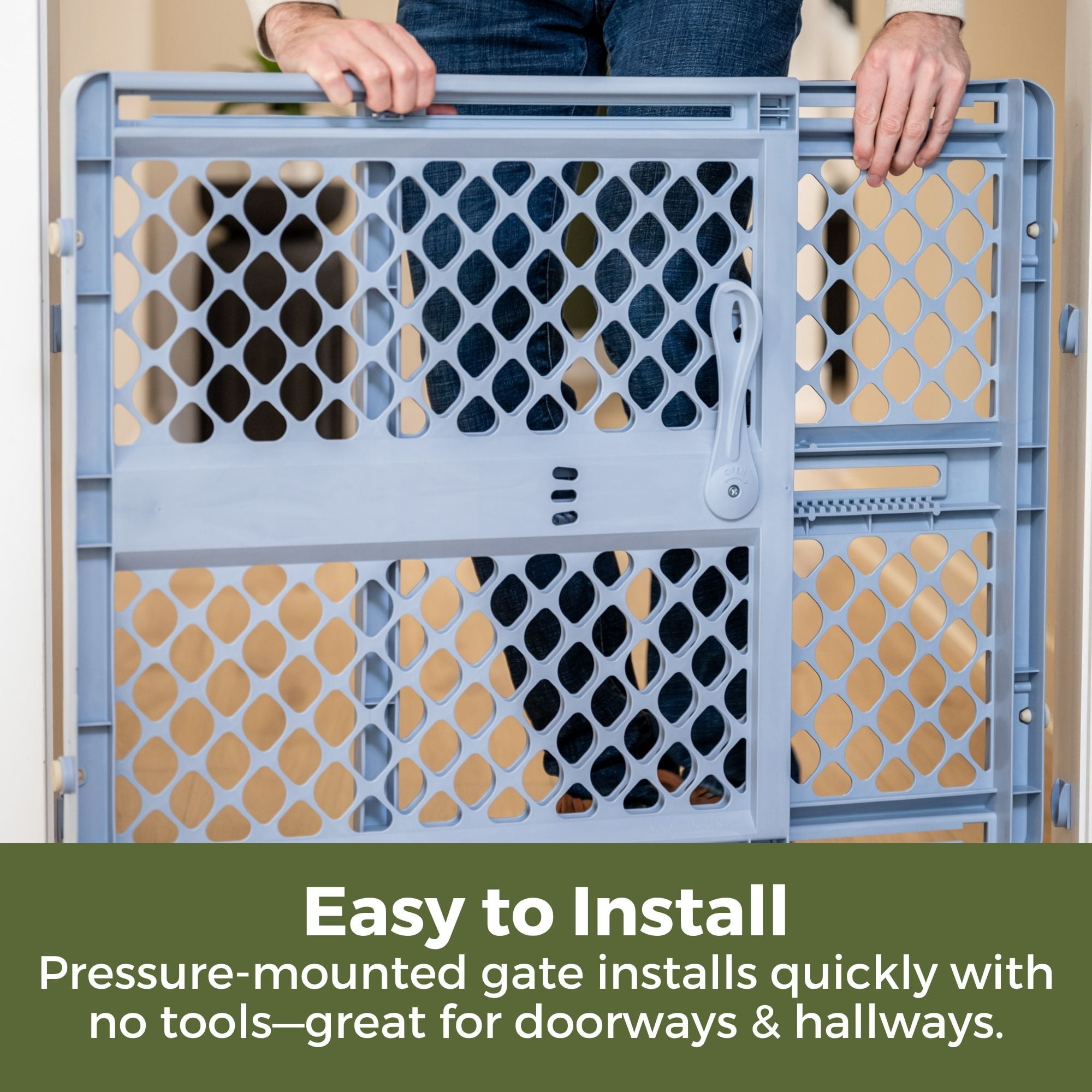 Toddleroo by North States Renew 100% Recycled Plastic Gate for Babies and Toddlers, Blue