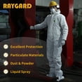 thumbnail image 3 of Raygard White Disposable Hooded Coveralls SMS Chemical Protective Suits Elastic Cuffs Front Zipper Closure Serged Seams for Spray Painting Mechanic Work(Large), 3 of 6