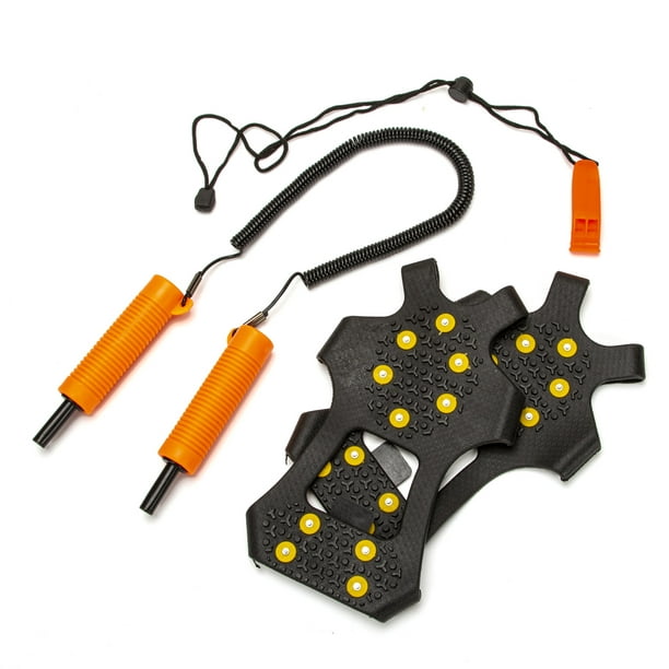 Ice Fishing Safety Kit Retractable Ice Picks Safety Whistle Ice Cleats for Ice  Fishing 