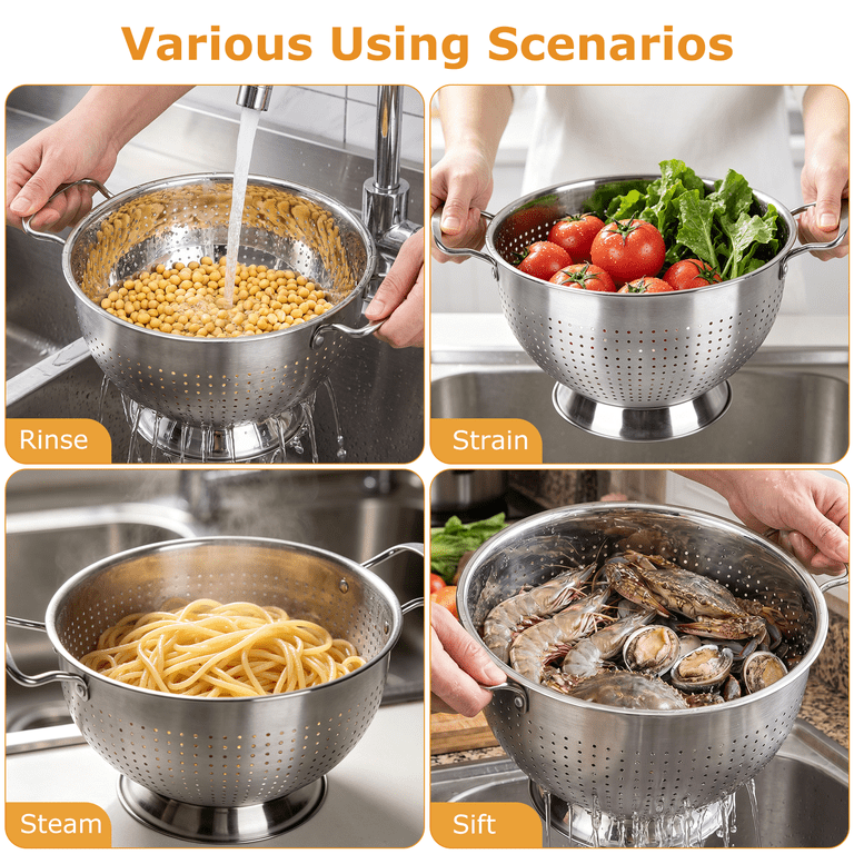 TAIMASI 3-Piece Stainless Steel Colander Set photo 6