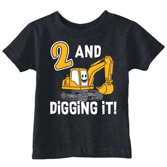 Toddler Funny T Shirts 2 And Digging It Excavator Birthday Tee For Young Kids