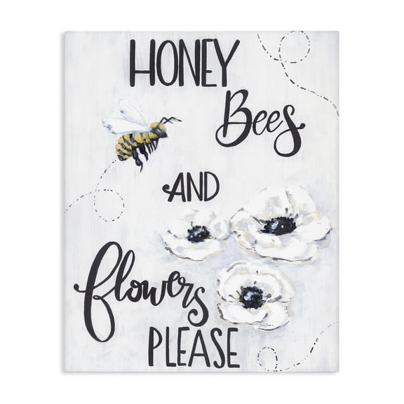 Stupell Industries Rustic Lodge Garden Bees & Flowers Please Canvas Art, 16 x 20, by Sara Baker
