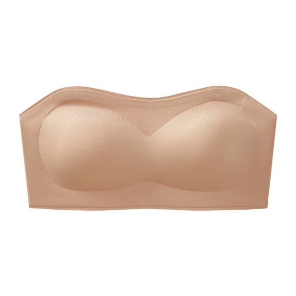 Guluxicc Strapless Bras for Women Comfortable No Underwire Bra Seamless Wireless Everyday Bras, Brown, S