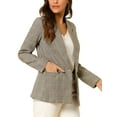 thumbnail image 4 of DARING DIVA Women's Boyfriend Notched Lapel One Button Blazer Suit Plaid Blazer Jacket S Light Coffee, 4 of 7