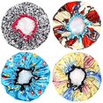 thumbnail image 2 of Shower Caps, 4 PACK Extra Large Bath Caps Perfect for all Hair Lengths and Thicknesses - Waterproof - Double Layer, 2 of 8