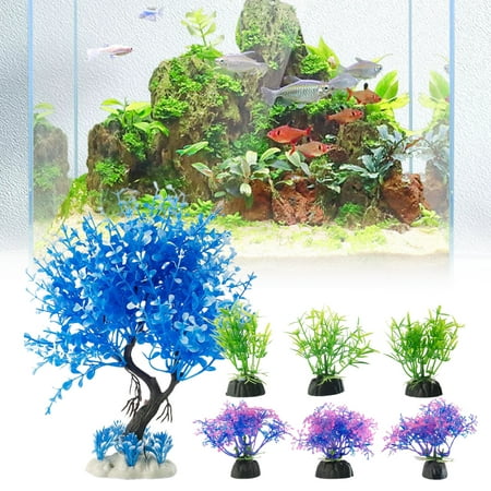 Zksm Vivid Shape Fake Water Plants - High Simulation Fish Tank Decoration - Aquatic Plants Ornament