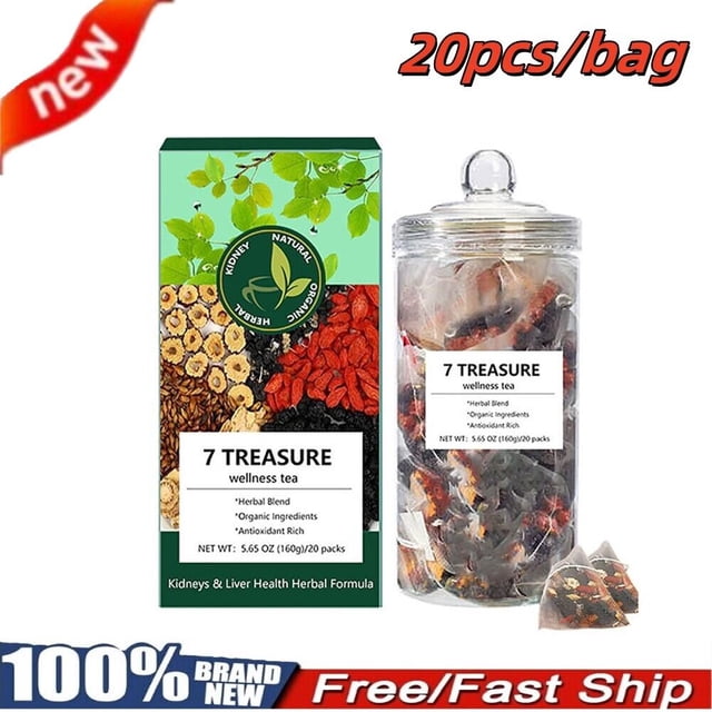Té de bienestar Ginseng 7 Treasure - para la salud renal y hepática - 20 bolsitas NUEVO Mejor