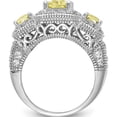 thumbnail image 2 of Sterling Silver Cheryl M Rhod-Pl Yellow And White Cz 3 Stone Ring (Size 6) Made In China qcm391-6, 2 of 5