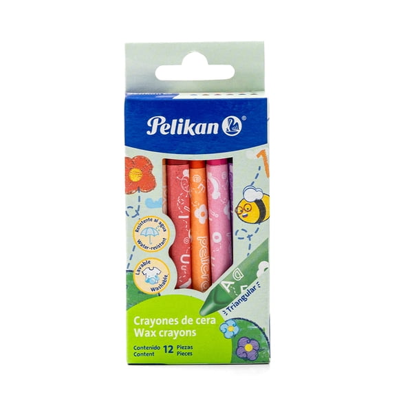 Crayones Delgados Triangular PELIKAN C/12 Paquete con 6 Piezas