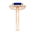 thumbnail image 3 of ANGARA Lab Grown 3.3 Ct Blue Sapphire Ring with Lab Diamond in 14K Rose Gold for Women (Size-10x8mm) | September Birthstone, Anniversary, Jewelry Gift for Women | Lab Grown Blue Sapphire Ring, 3 of 7