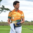thumbnail image 3 of Fotbe Tropical Sunset Paradise Pattern Men’s Golf Polo Shirt – Breathable Performance Golf Shirt with Button-Down Collar-XX-Large, 3 of 6