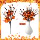 thumbnail image 5 of Decoración de Halloween, púas de flores de Halloween, centro de mesa para el hogar, bayas artificiales, calabaza, arreglo floral, decoración, 4 piezas, 5 of 6